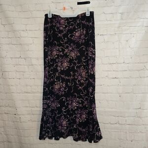Vtg 90s Choices Floral Purple Balck Textured Skirt Sz S Fairy Grunge Whimsigoth